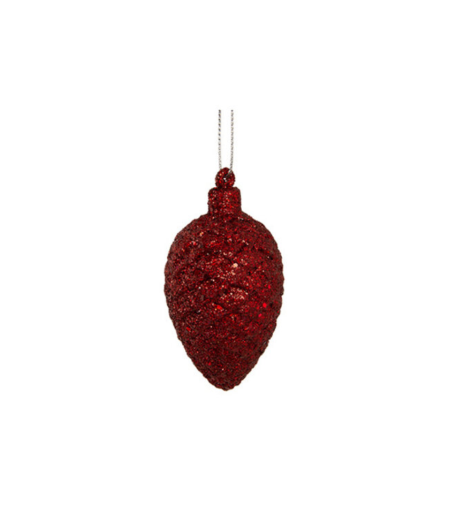 Cosy @ Home Denappel hanger - set 2 - glitterrood - dia.4H8cm