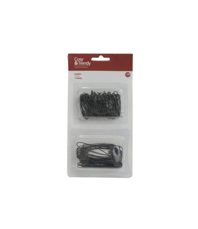 Cosy @ Home Haakjes voor kerstballen - zwart - Groot x50, standaard x100