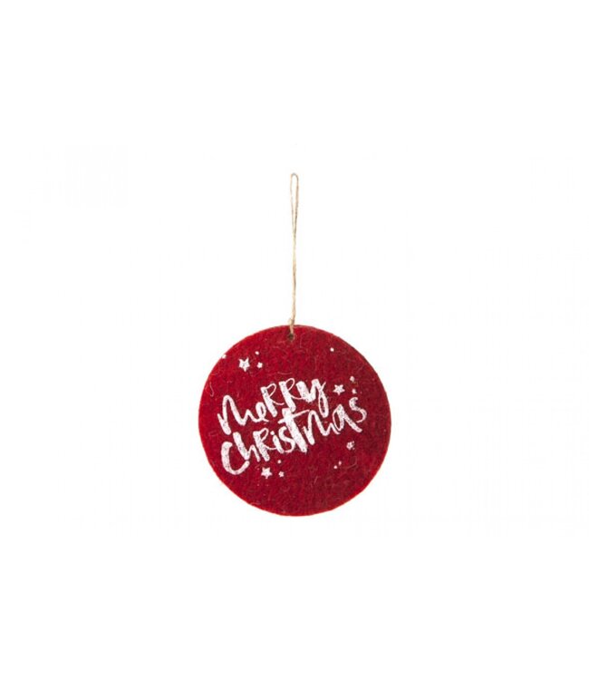 Cosy @ Home Hanger - ornament - rood/wit - vilt - dia.15cm