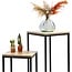 Urban Living Set van 2 Metalen Bijzettafels met Houten Blad - Industrieel Design