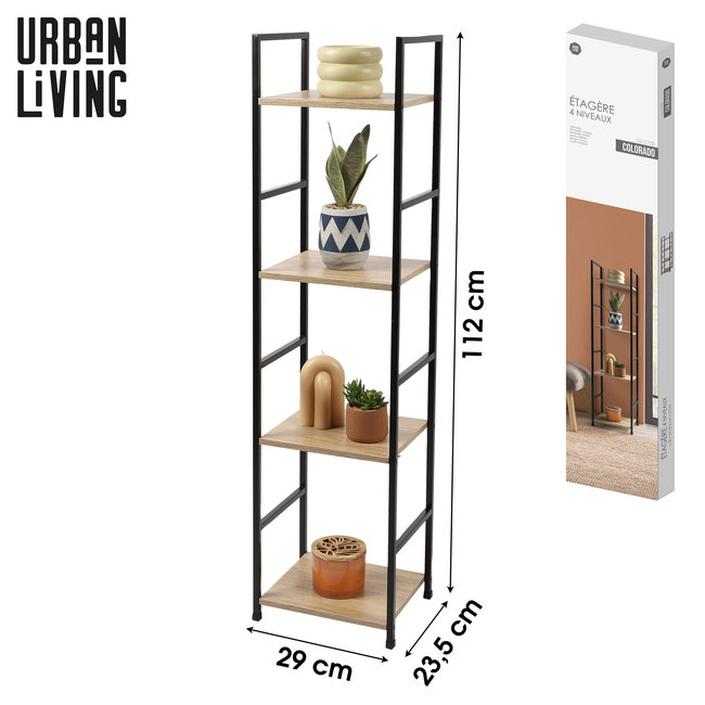 Urban Living Smalle etagère kast 4 planken - Opbergkast open - Boekenkast met 4 lagen