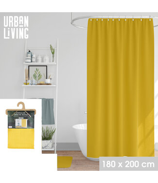 Urban Living Douchegordijn - 180x200cm - met 12 ringen - geel