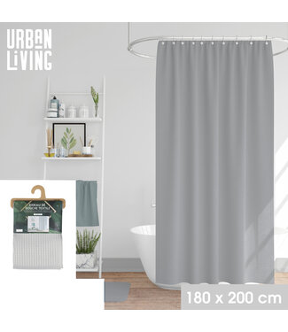 Urban Living Douchegordijn - 180x200cm - met 12 ringen -lichtgrijs
