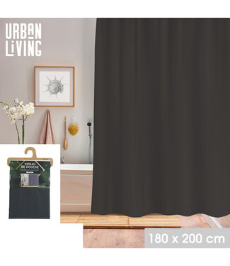 Urban Living Douchegordijn - 180x200cm - met 12 ringen - PVC -  antraciet