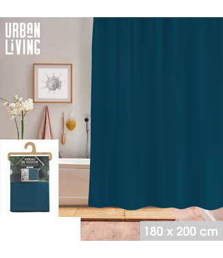 Urban Living Douchegordijn - 180x200cm - met 12 ringen - PVC -  saffier blauw