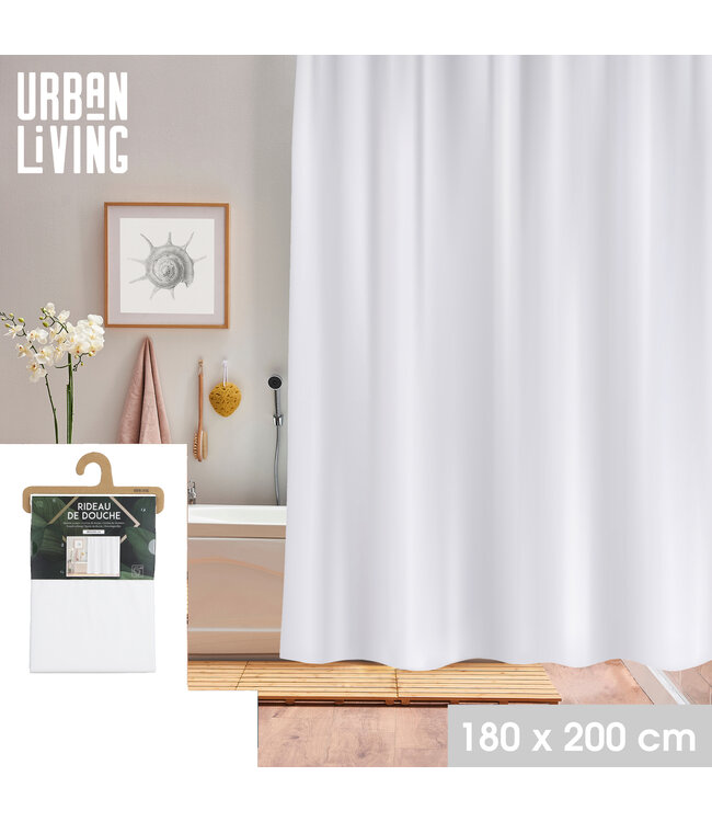 Urban Living Douchegordijn - 180x200cm - met 12 ringen - PVC -  wit