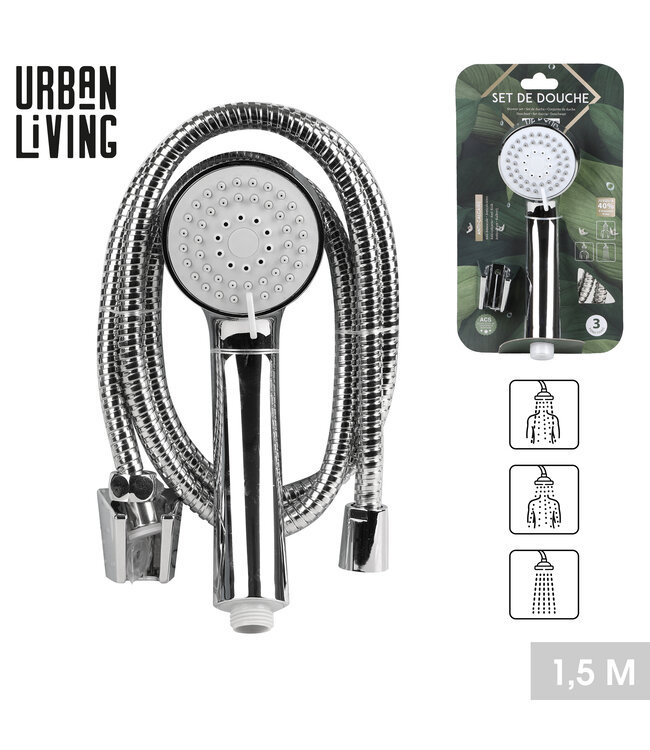 Urban Living Douchekop met 3 functies - met doucheslang 1,5M