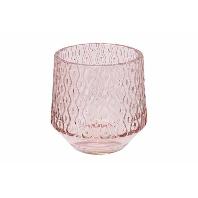 Cosy @ Home Theelichthouder - wave - dia.8H7cm - glas - roze