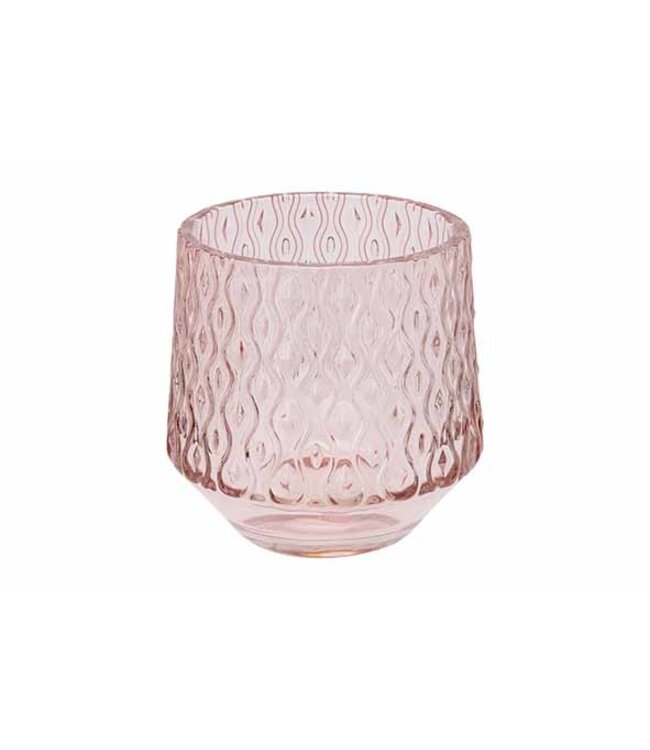 Cosy @ Home Theelichthouder - wave - dia.8H7cm - glas - roze