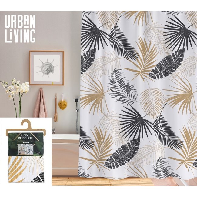 Urban Living Douchegordijn - 180x180cm - met 12 ringen - PVC -  tropic