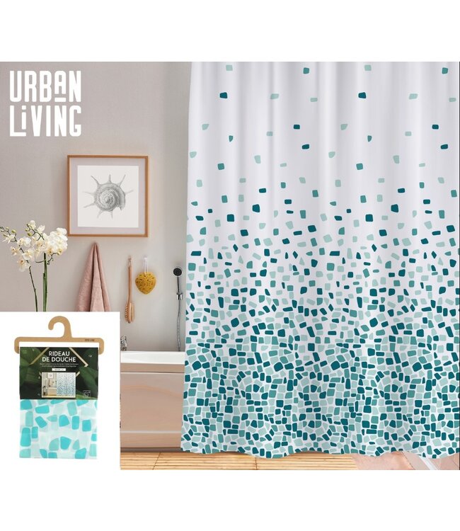 Urban Living Douchegordijn - 180x180cm - met 12 ringen - PVC -  mozaïek