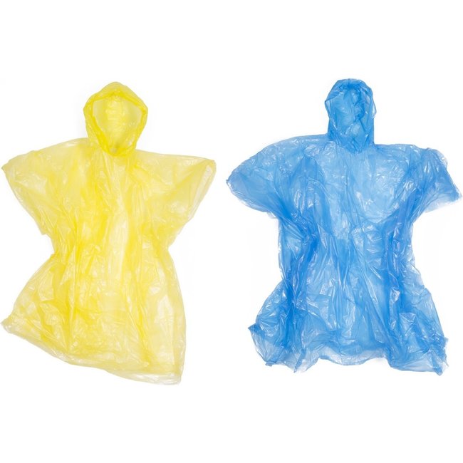 Benson Wegwerp Poncho - Universeel - Transparant - Geel/Blauw