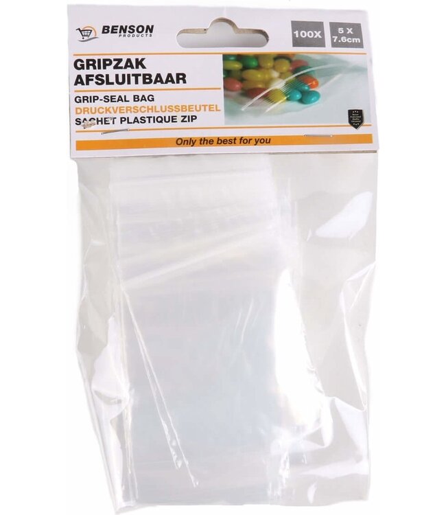 Benson Zakje - Afsluitbaar - 5x7,6cm - 100 stuks -zipsluiting