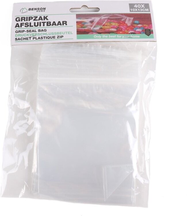 Benson Zakje - Afsluitbaar - 10x13cm - 40 stuks -zipsluiting