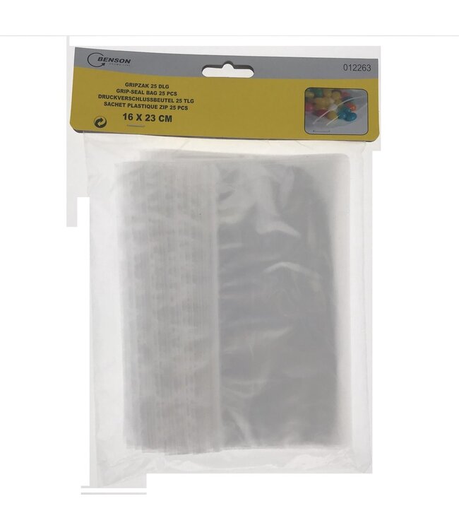 Benson Zakje - Afsluitbaar - 16x23cm - 25 stuks - zipsluiting