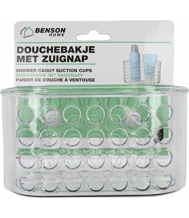 Benson Douchebakje transparant met zuignappen - 15.5 x 8 x 8 cm