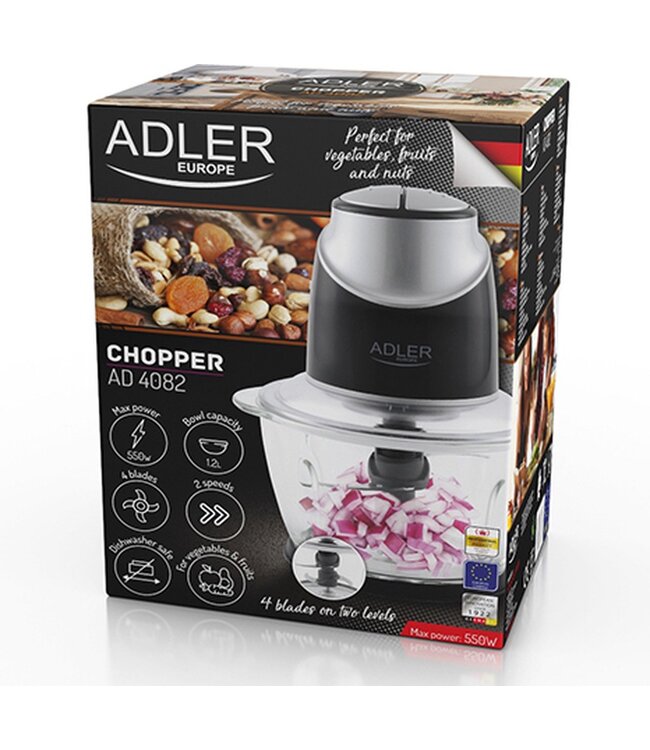 Adler Hakmolen - met glazen kom - 1,2L - 300 watt