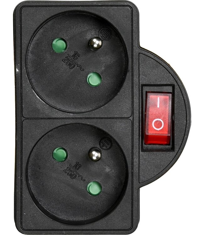Benson Stopcontact Duo - A-Pin - Schakelaar - 250V - Zwart