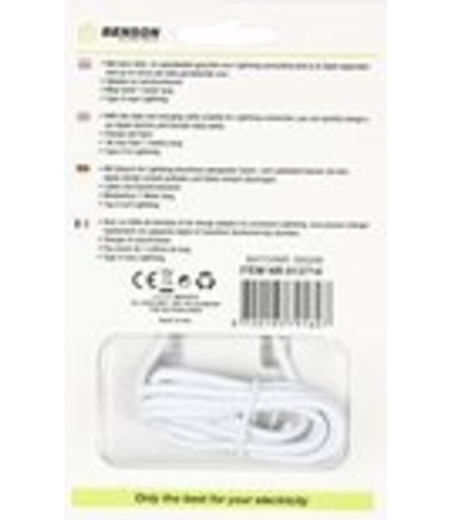 Benson Mobiele Oplader - USB naar Lightning Kabel - 1 meter - Wit