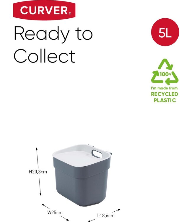 Curver Ready to Collect Vuilbak - 5L - Donkergrijs