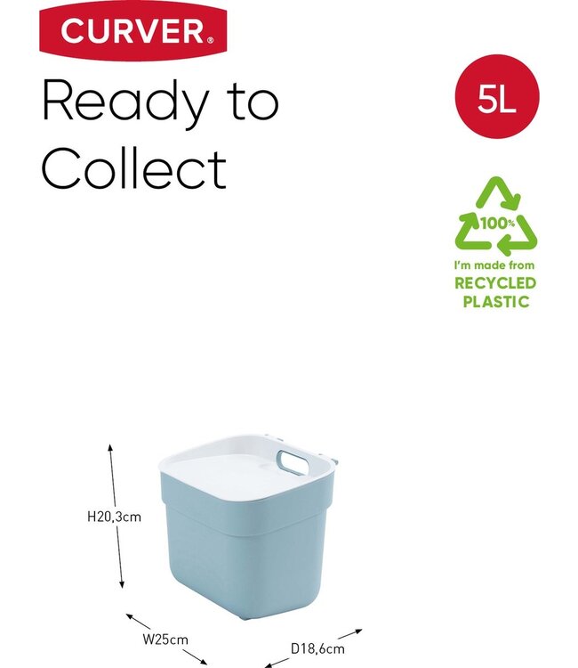 Curver Ready to Collect Vuilbak- 5L - Blauw