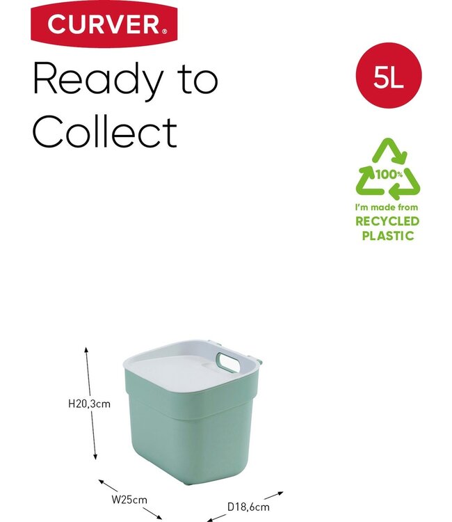 Curver Ready to Collect Vuilbak - 5L - Groen