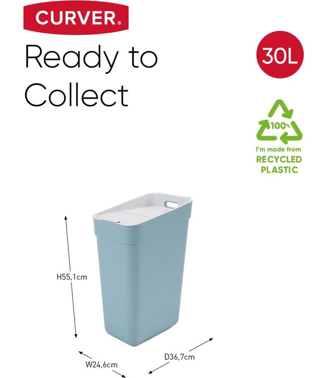 Curver Ready to Collect Vuilbak 30L - Blauw