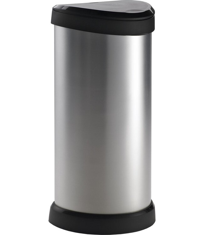 Curver Afvalbak decobin zilver/zwart 40L  34x28,2H68cm