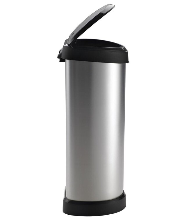 Curver Afvalbak decobin zilver/zwart 40L  34x28,2H68cm