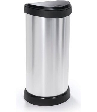 Curver Afvalbak decobin zilver/zwart 40L