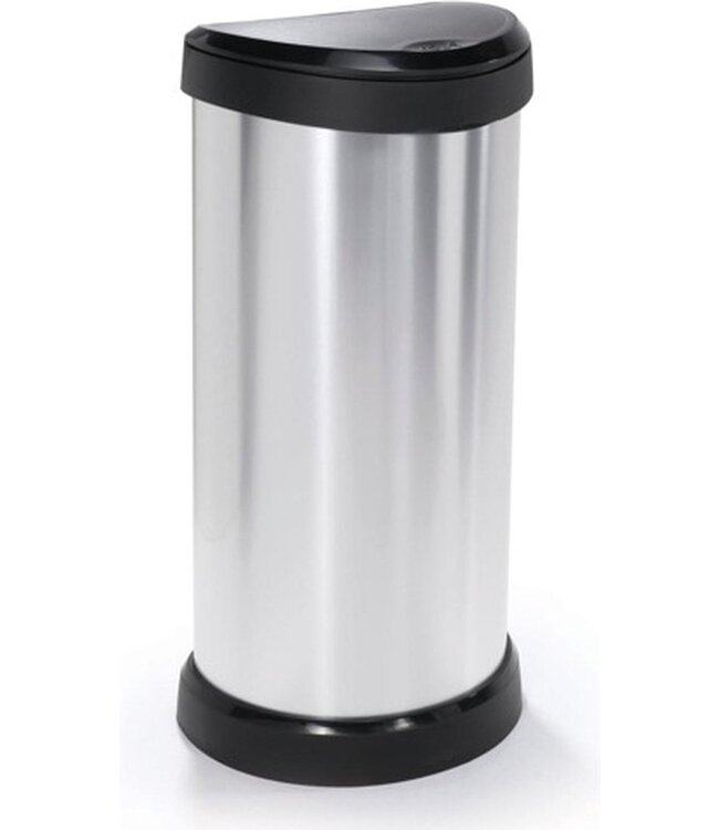 Curver Afvalbak decobin zilver/zwart 40L  34x28,2H68cm