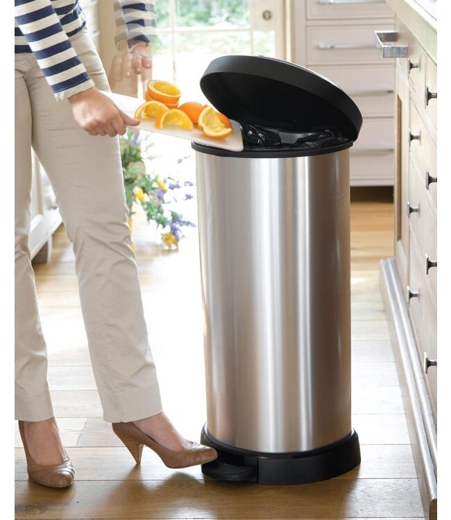 Curver Pedaalemmer zilver/zwart 40L metal look  31x35H70cm