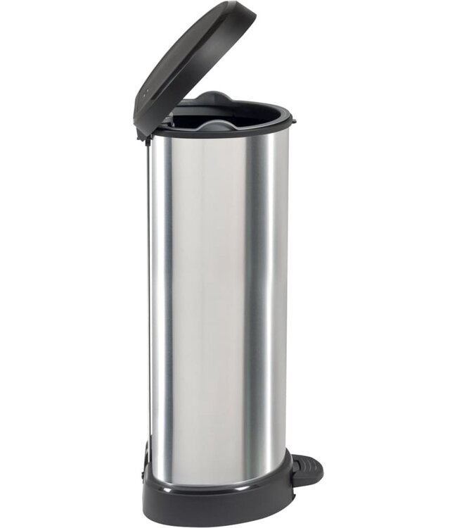 Curver Pedaalemmer zilver/zwart 40L metal look  31x35H70cm