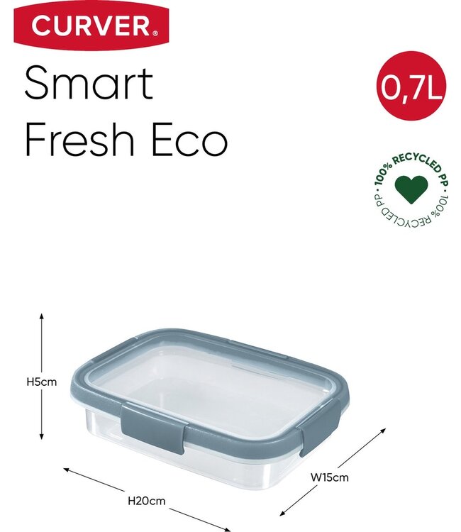 Curver Smart Fresh Eco Vershouddoos Rechthoekig - 0,7L - Blauw/Transparant