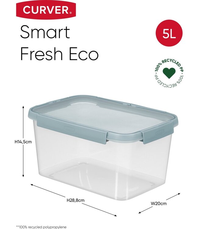 Curver Smart Fresh Eco Vershouddoos Rechthoekig 5L - Blauw/Transpant