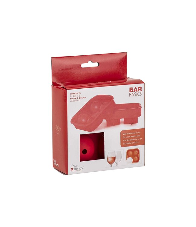 Cosy & Trendy Siliconen ijsblokhouder 4 ballen rood D4.5CM