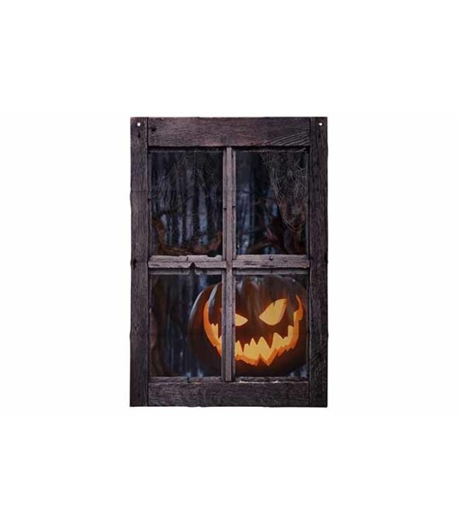 Cosy @ Home Vensterdecoratie - pompoen - zwart - 80xH120cm - textiel