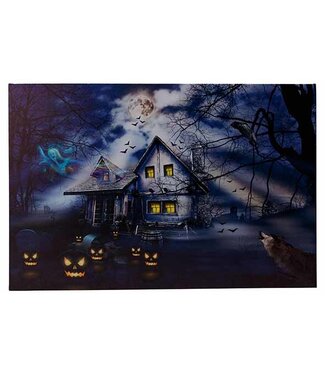 Cosy @ Home Canvas - Huis / pompoen - LED - 40x60cm