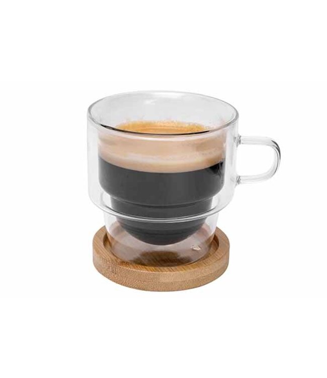 Cosy & Trendy Koffietas - set 2 - dubbelwandig - met onderzetter - Omagio