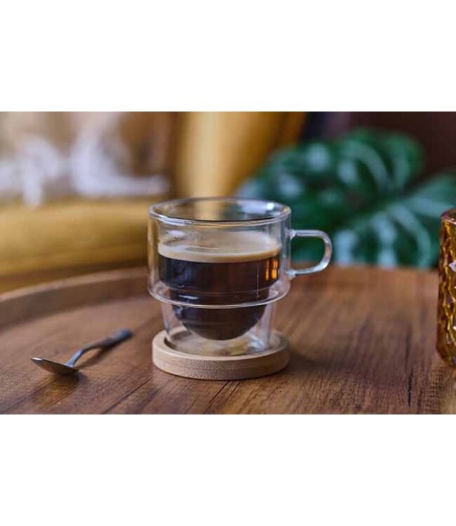 Cosy & Trendy Koffietas - set 2 - dubbelwandig - met onderzetter - Omagio