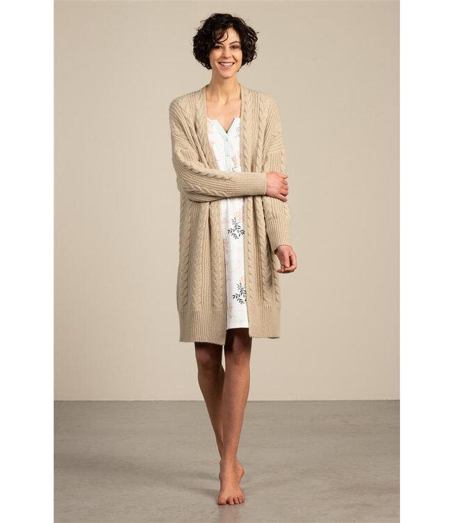 Eskimo Lang gebreide vest - Torsade - beige