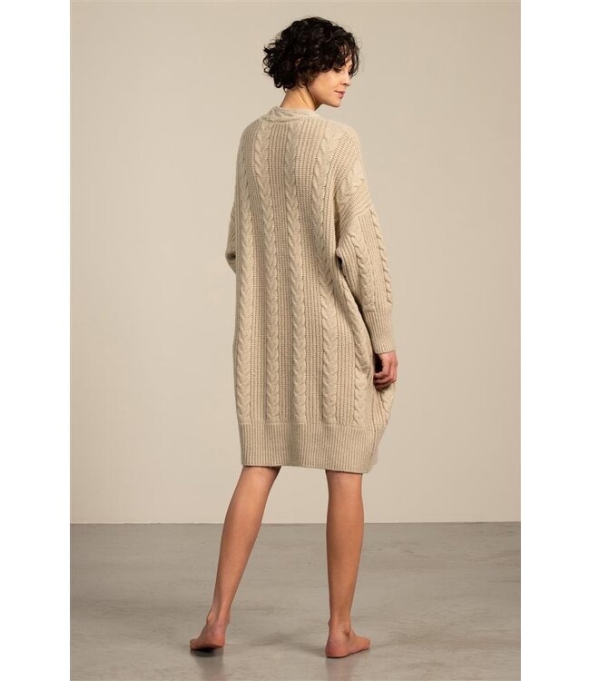 Eskimo Lang gebreide vest - Torsade - beige