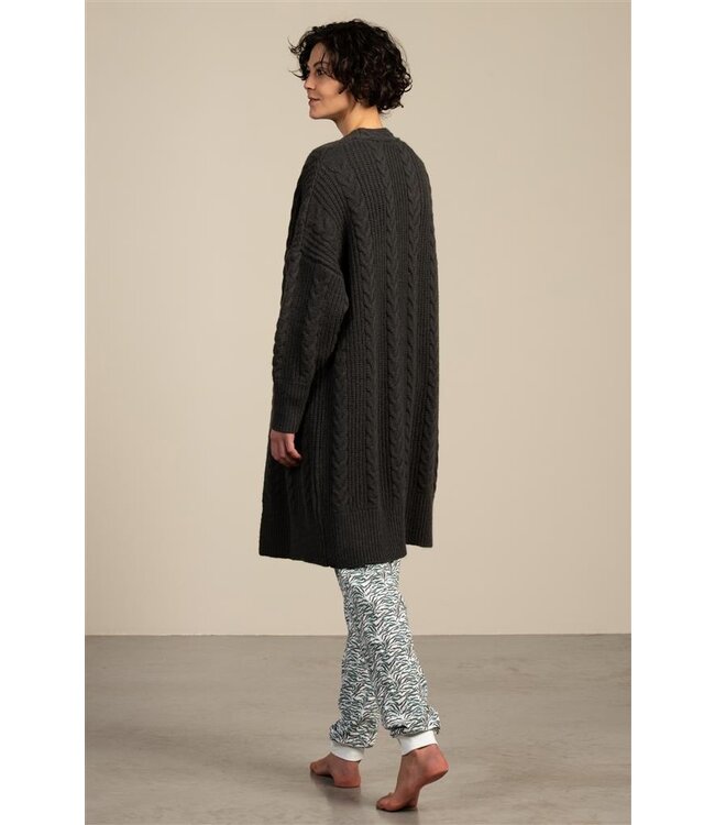 Eskimo Lang gebreide vest - Torsade - antraciet