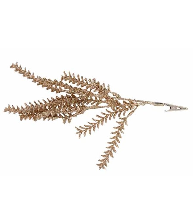 Cosy @ Home Blaadjestak met clip - glitter champagne - H27cm