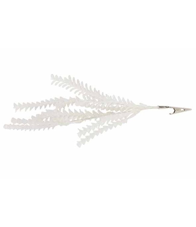 Cosy @ Home Blaadjestak met clip - glitter wit - H27cm