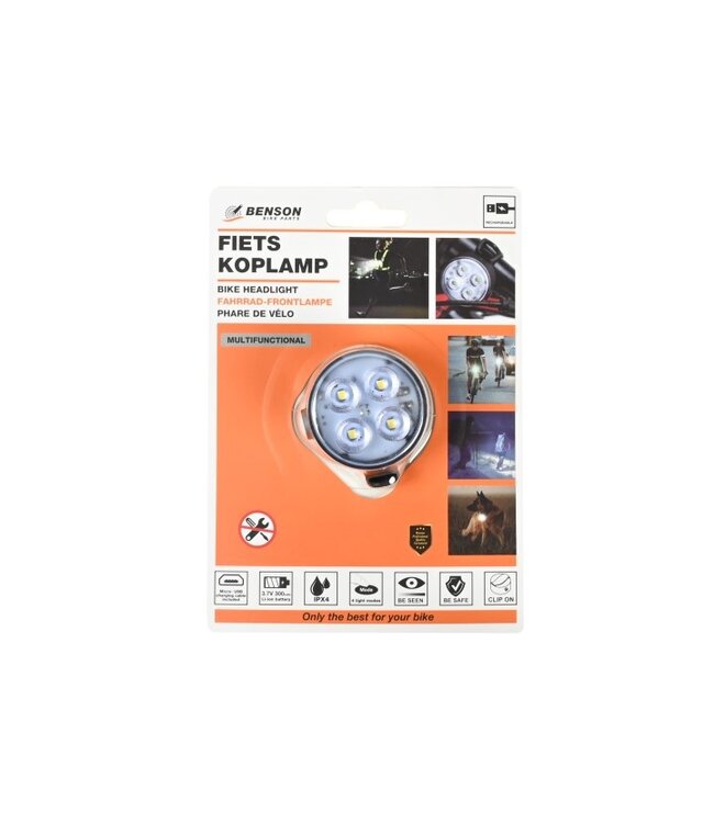 Benson Fietslamp - USB oplaadbaar - wit