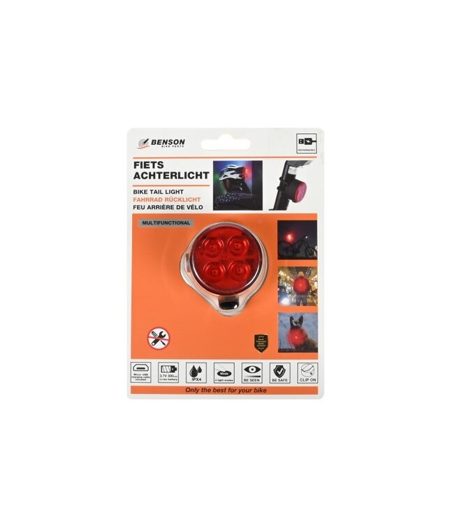 Benson Fietslamp - USB oplaadbaar - rood