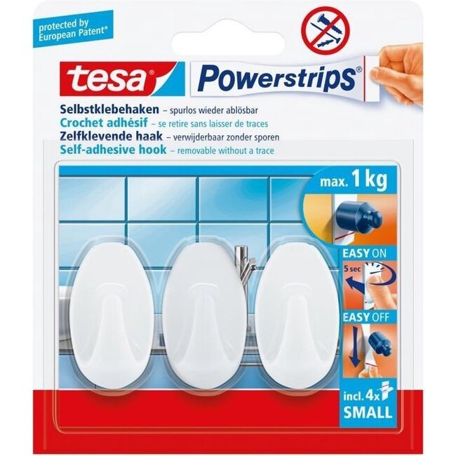 Tesa Powerstrips Small Ovaal - Wit  - 3 stuks