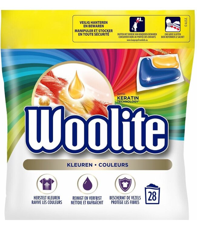 Woolite Wasmiddel voor Gekleurde Was met Keratine - 28 Capsules