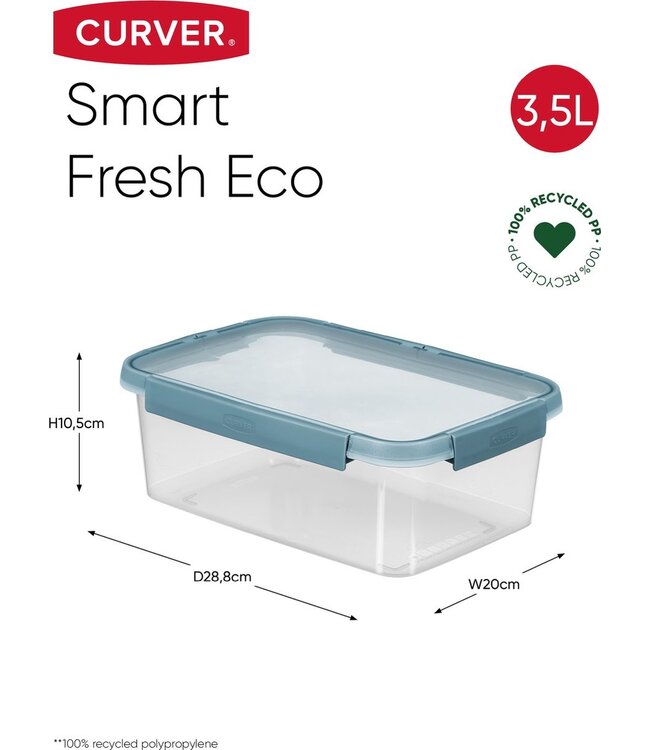 Curver Smart Fresh Vershouddoos - Rechthoekig - 3,5L - Blauw/Transparant